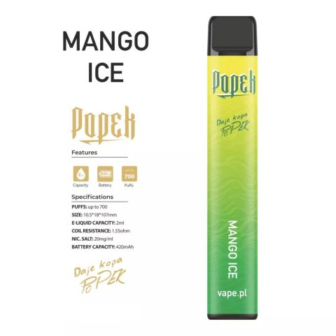 POPEK VAPE 700+ 20MG SALT - Mango Ice